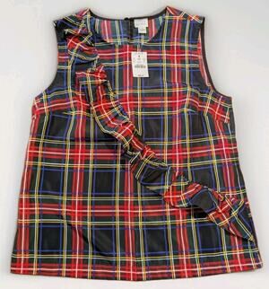 J.Crew Womens 8 Plaid Tartan Ruffle Sleeveless Blouse Top NWT $69.50 H2595